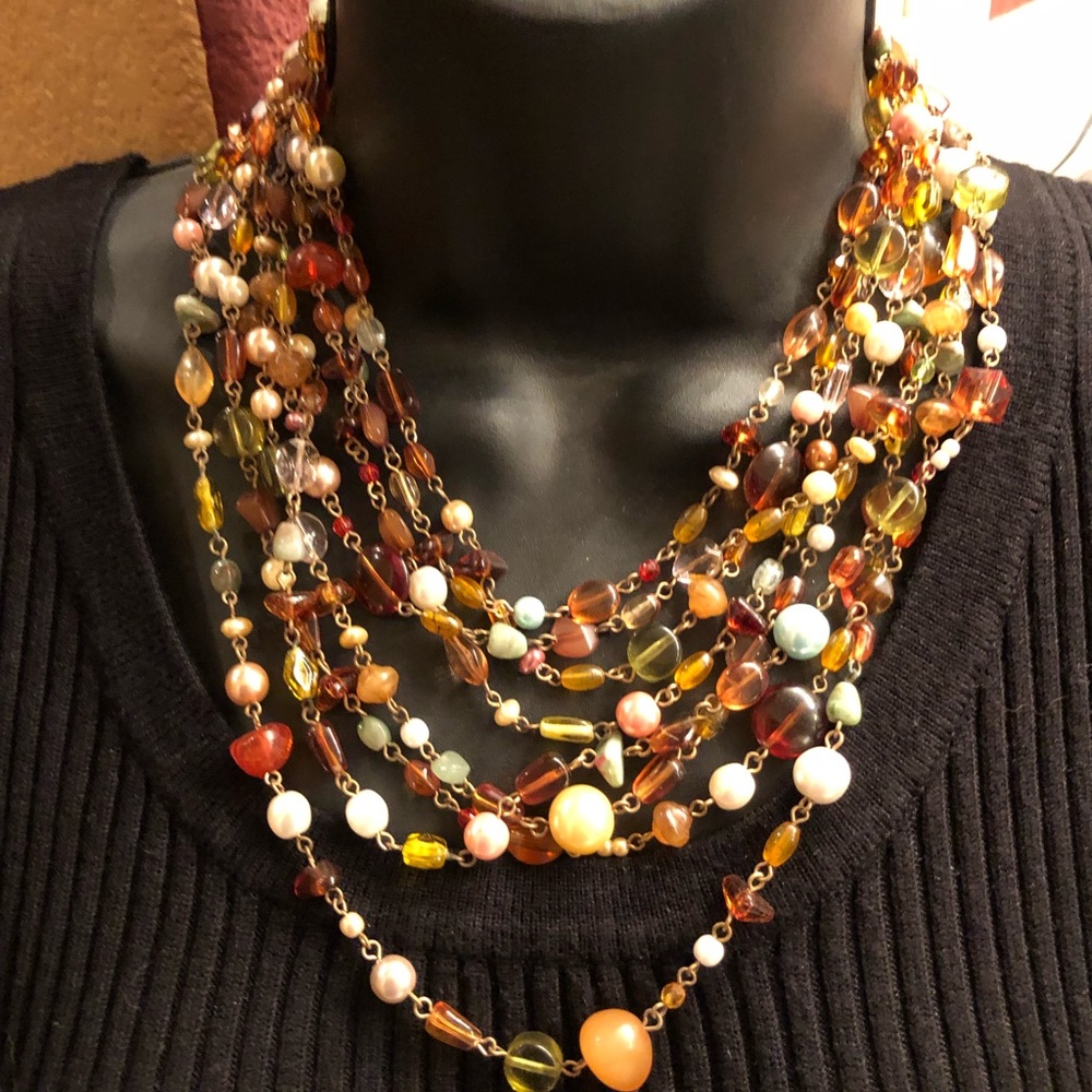 Antique multi color beads fashion jewelry necklace